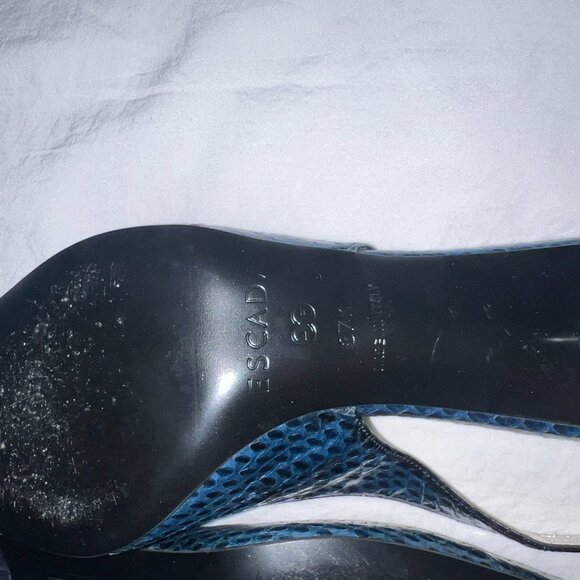 Escada Heels Slingback Size 8 blue Snakeskin Leather Vintage - Picture 6 of 6